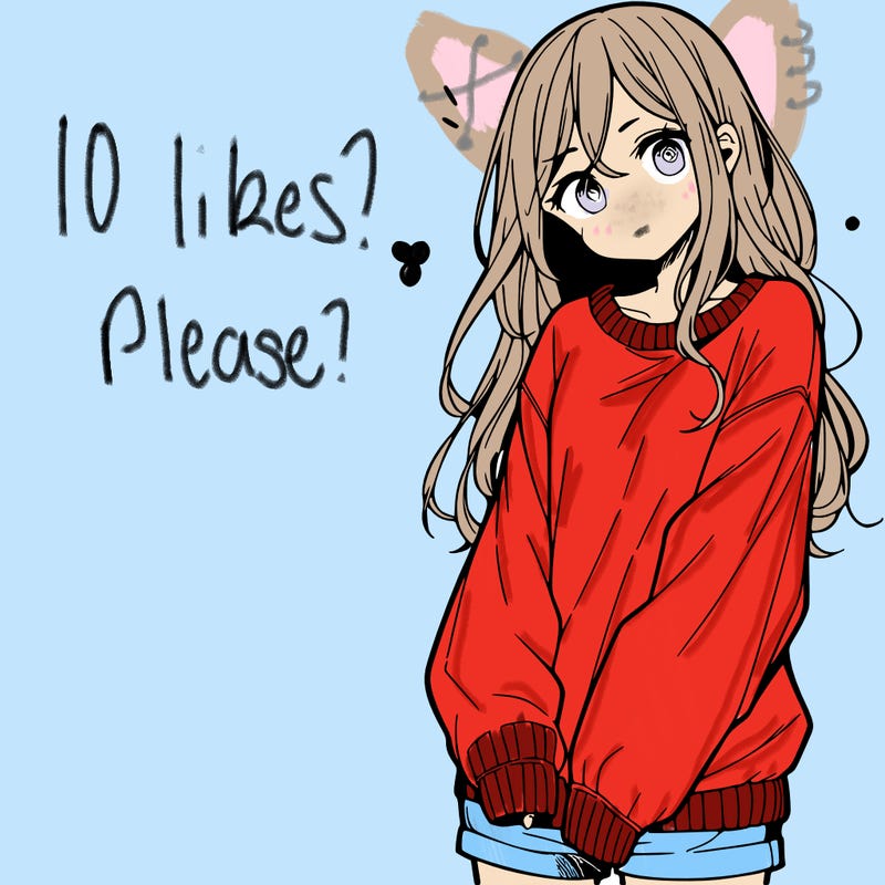 manga teen girl  in a sweater and baggy pants