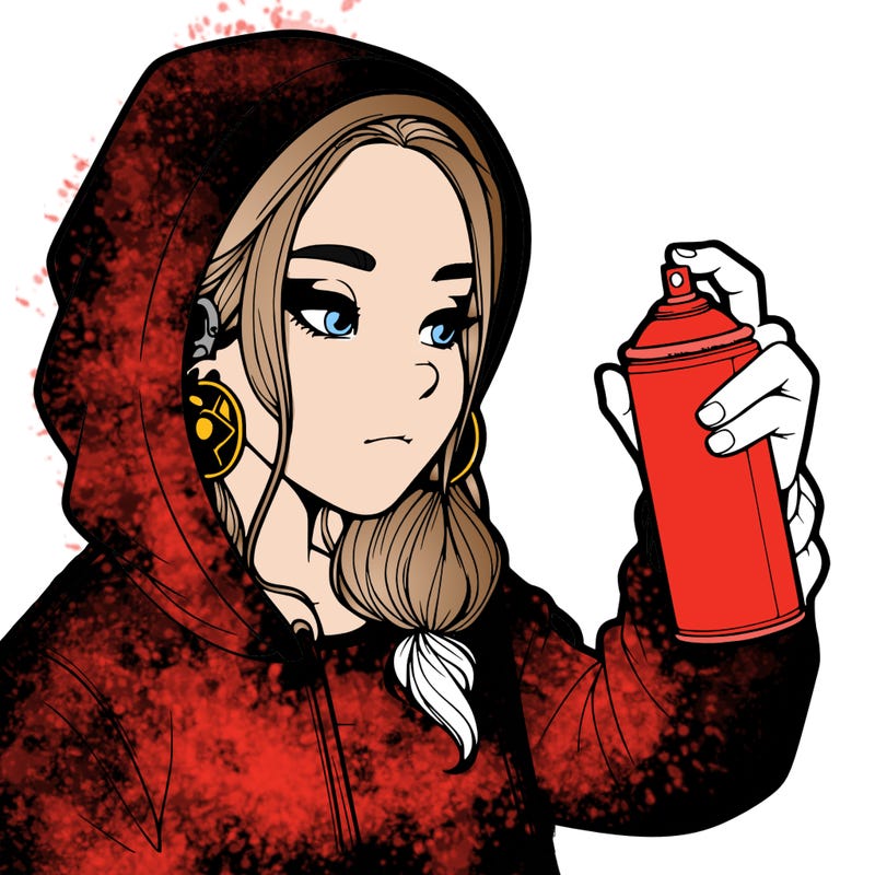 a realistic girl, spray painting