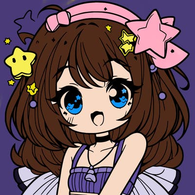 cute anime girl with star accessories