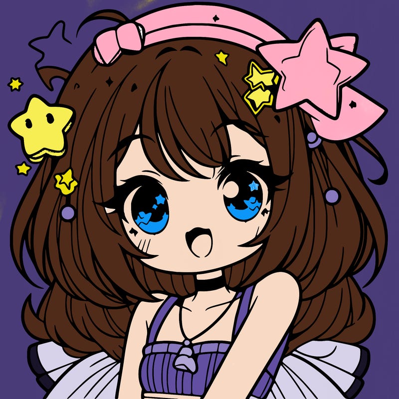 cute anime girl with star accessories