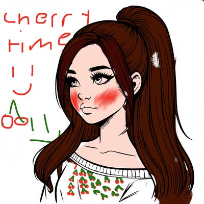 realistic girl with a high ponytail