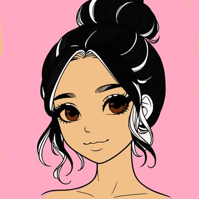 realistic pretty girl with hair in bun