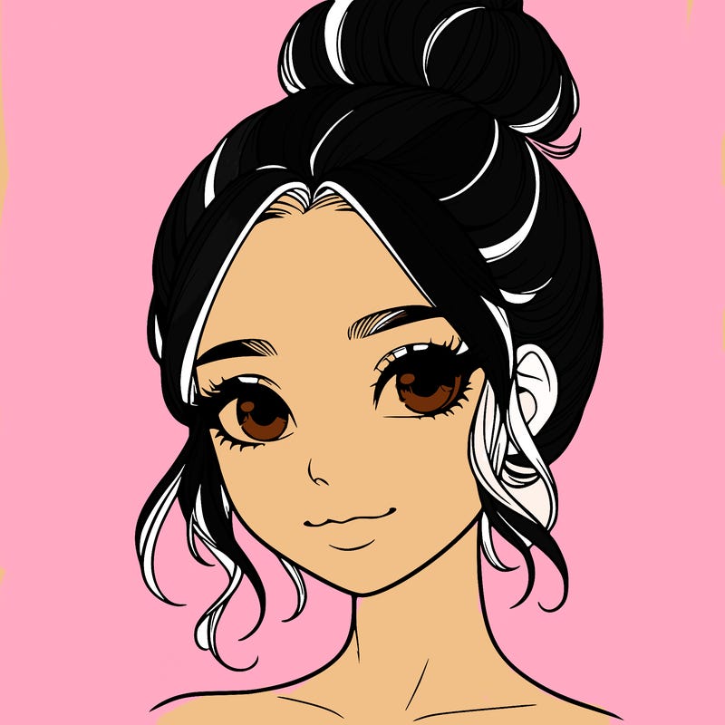 realistic pretty girl with hair in bun
