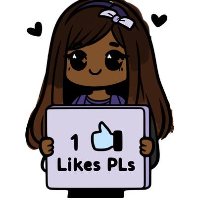 girl holding a sign saying 10 likes pls