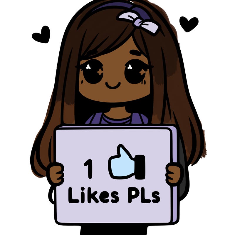 girl holding a sign saying 10 likes pls