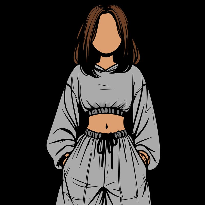 realistic girl faceless with baggy pants and a crop top