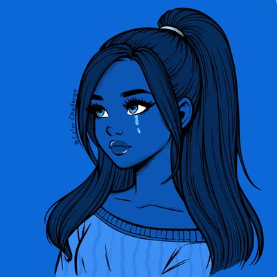 realistic girl with a high ponytail