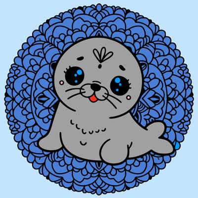 a cute baby seal mandala