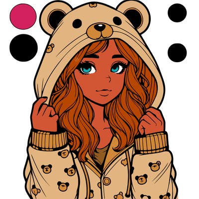 realistic girl in a animal pjs hoodie