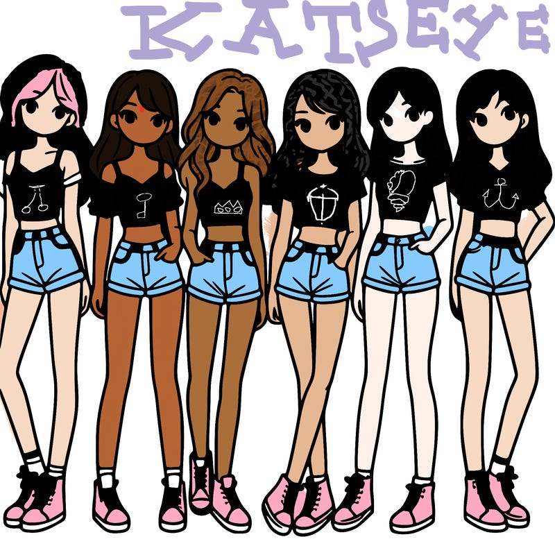 a group of girls wearing crop tops and shorts