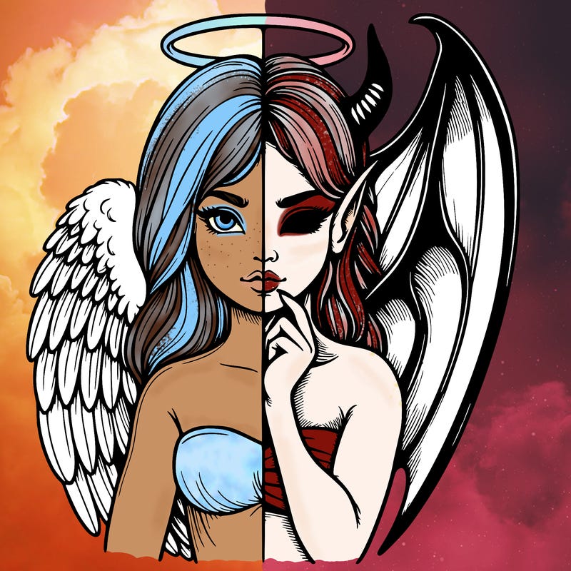 realistic angel half demon