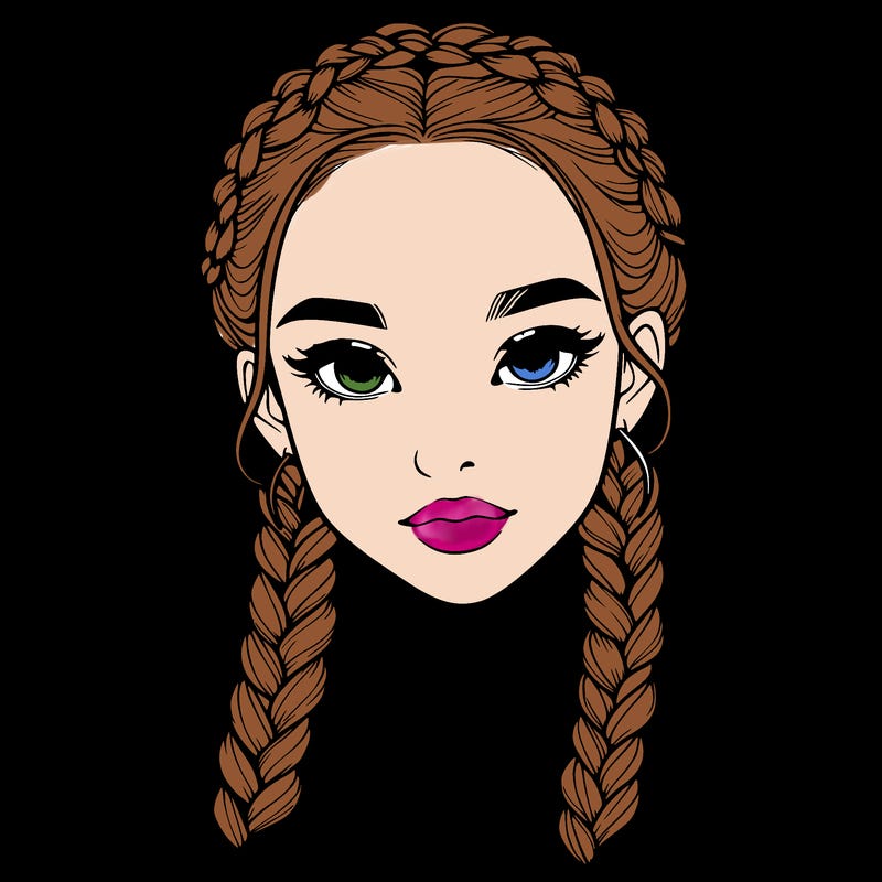 realistic girl with braids