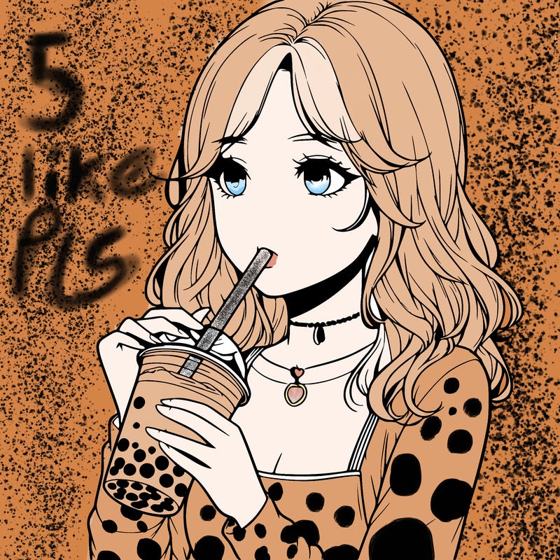 realistic girl drinking boba tea