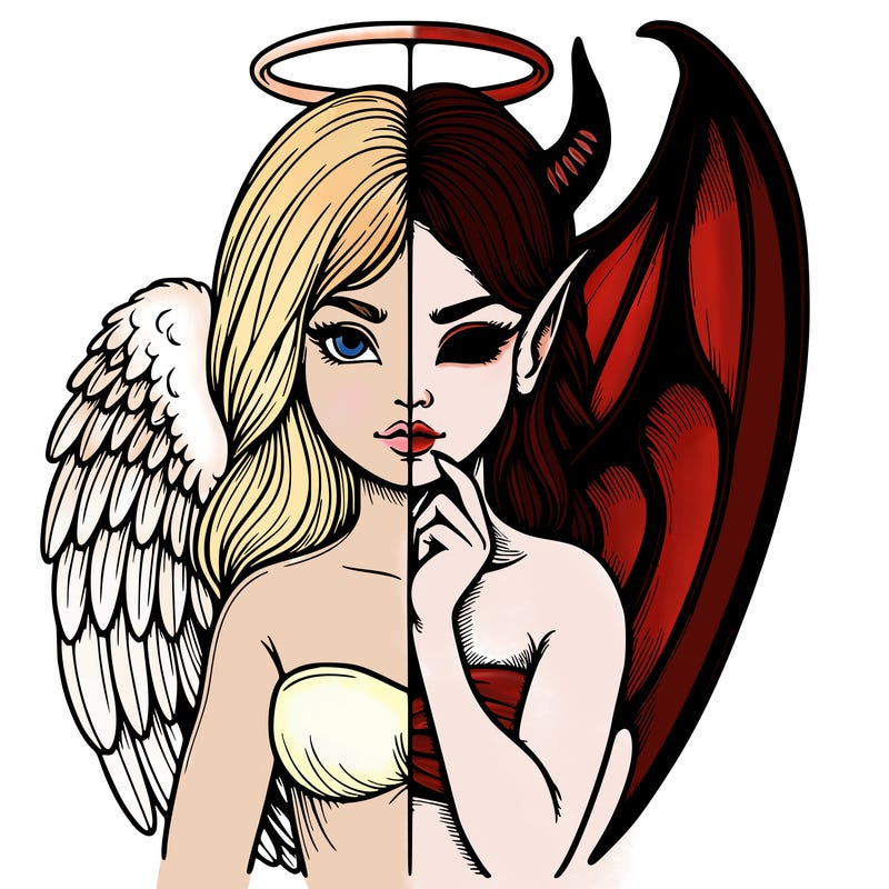 realistic angel half demon