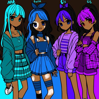 teen manga girls group of 4