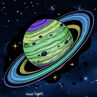 a ultra realistic gas planet with huge rings with the milky way in the background