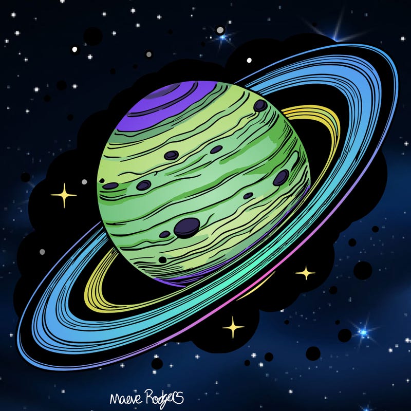 a ultra realistic gas planet with huge rings with the milky way in the background