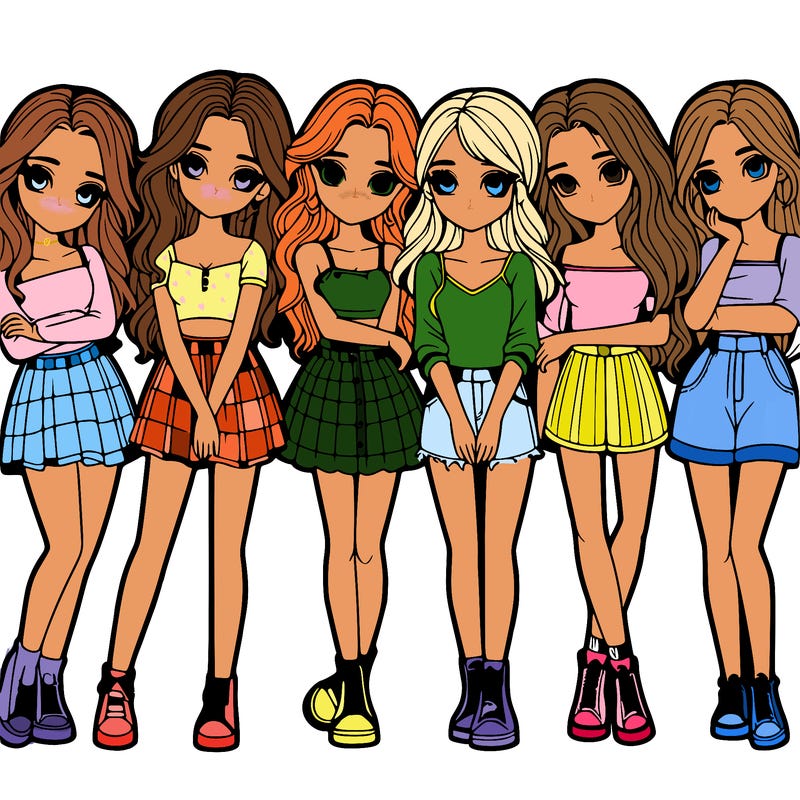 a group of girls realistic