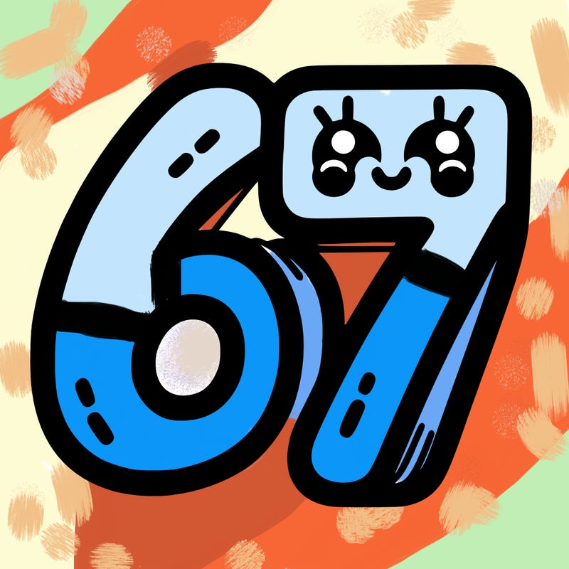 the numbers 67