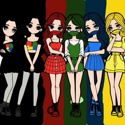 a group of girls realistic