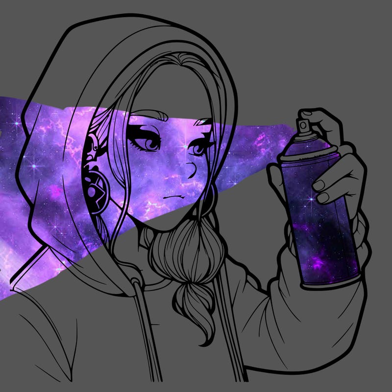 a realistic girl, spray painting