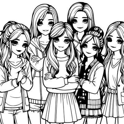 a group of girls realistic