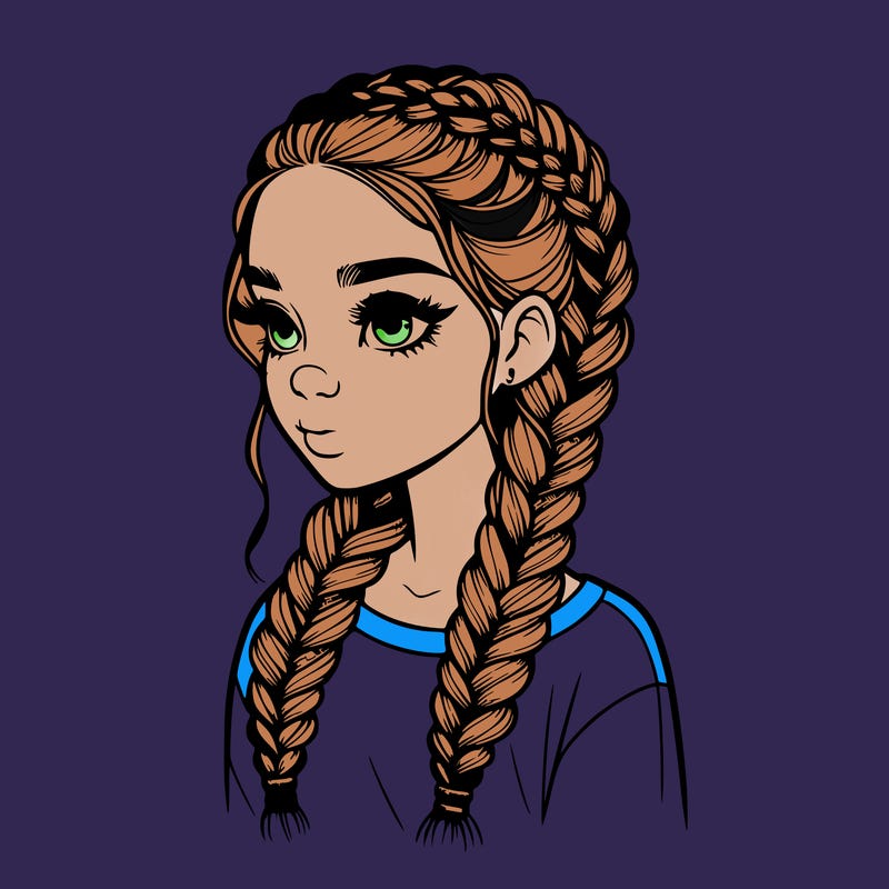 realistic girl with braids