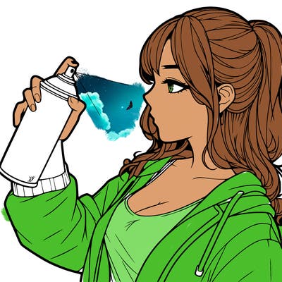 a realistic girl spray, painting