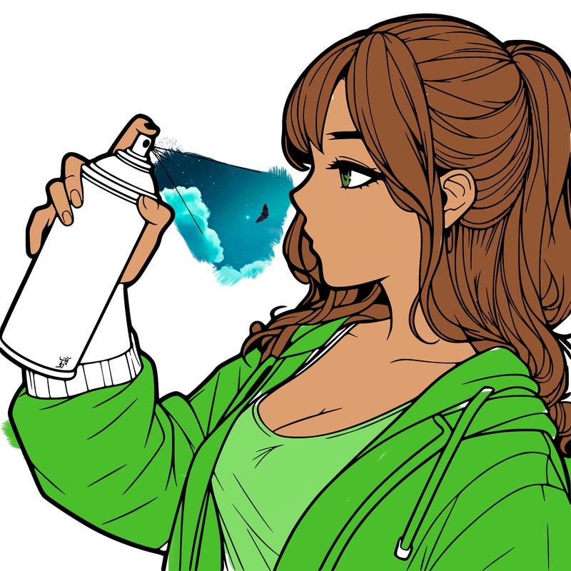 a realistic girl spray, painting