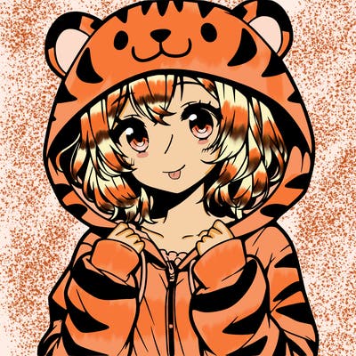 anime girl in a tiger hoodie