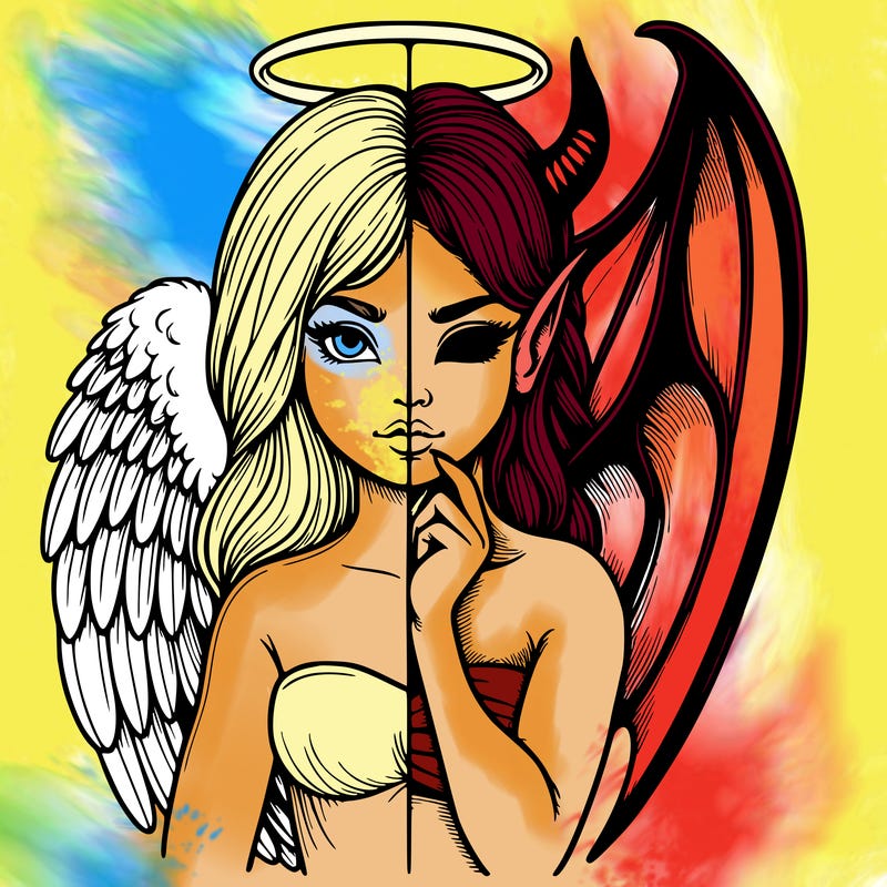 realistic angel half demon