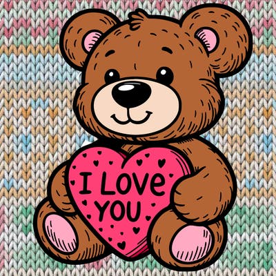 teddy bear holding an i love you heart