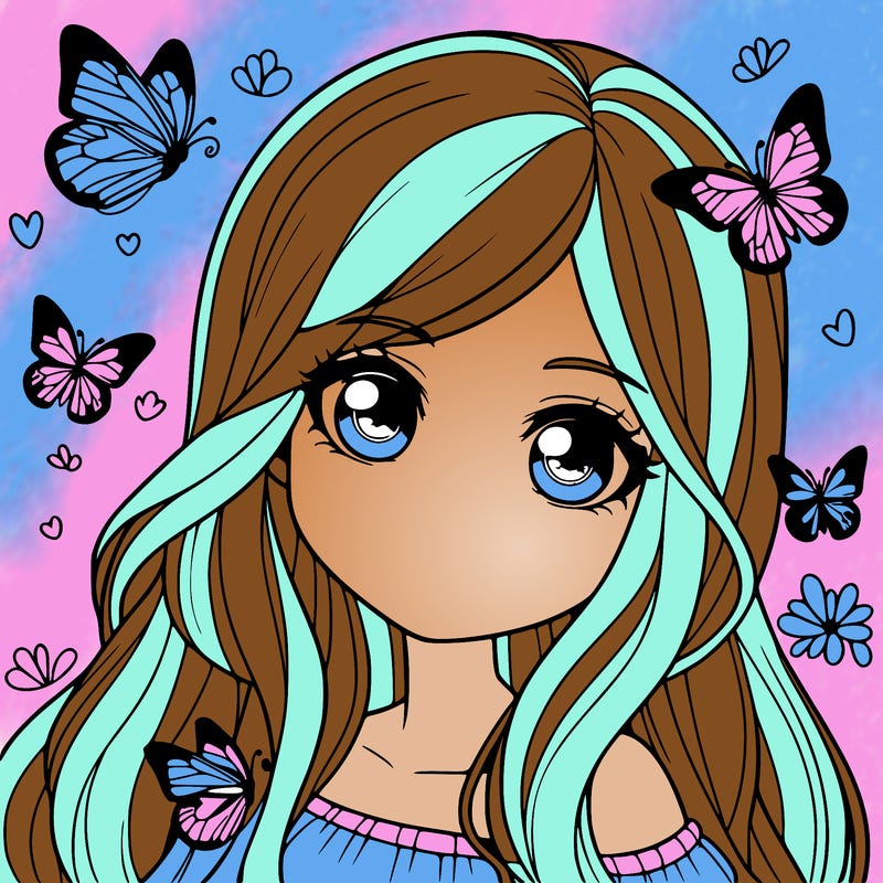 realistic girl with butterflies around her