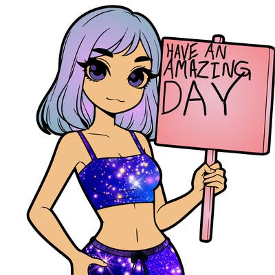 girl in a  crop top holding a blank sign