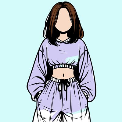 realistic girl faceless with baggy pants and a crop top