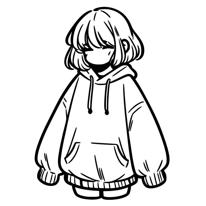 girl in baggy sweat shirt
