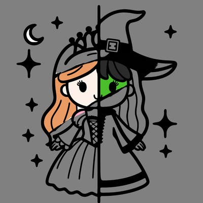 split princess and witch