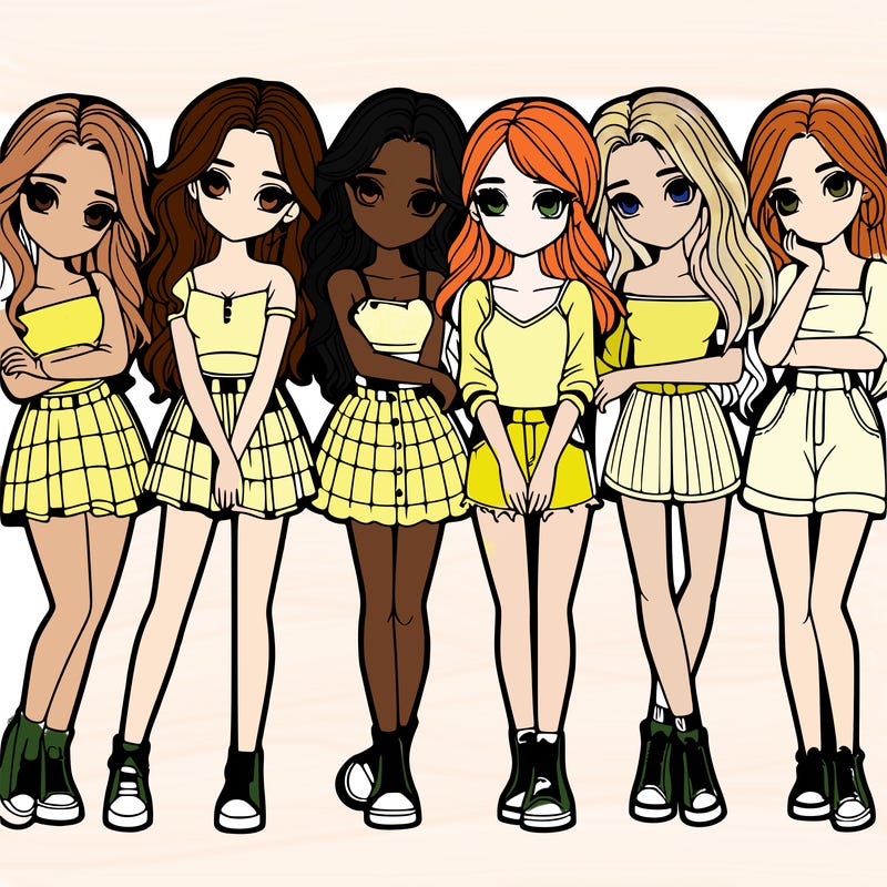 a group of girls realistic