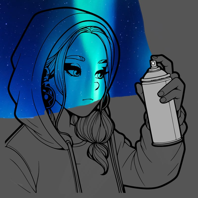 a realistic girl, spray painting