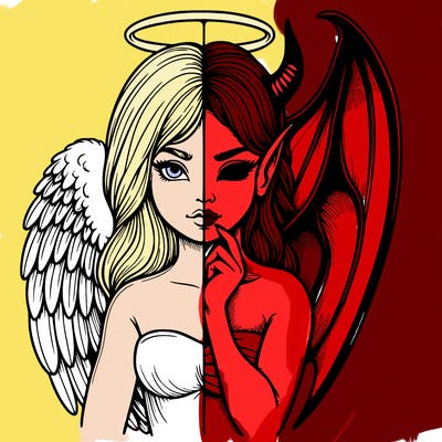 realistic angel half demon