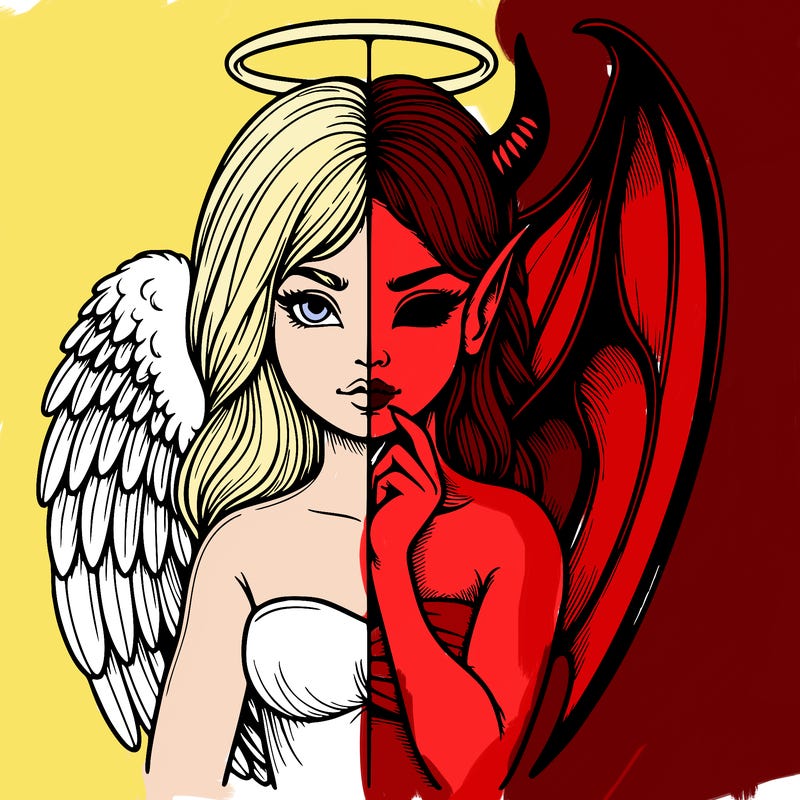 realistic angel half demon