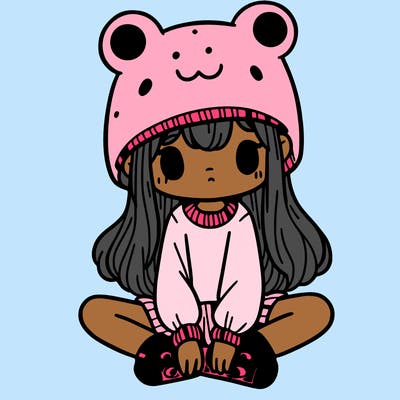 a girl wearing a frog hat and some frog socks