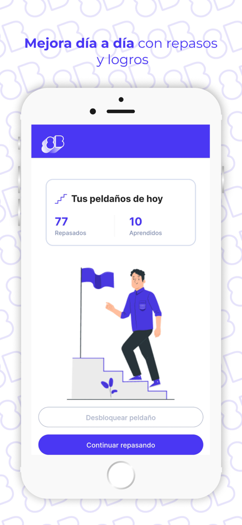 8Belts app screen showing daily progress and achievements.