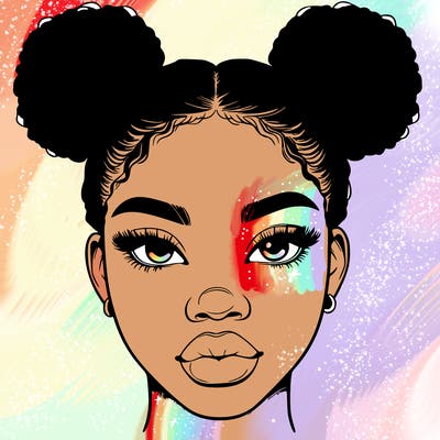 realistic black woman with two buns