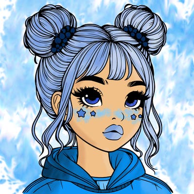 realistic girl with space buns