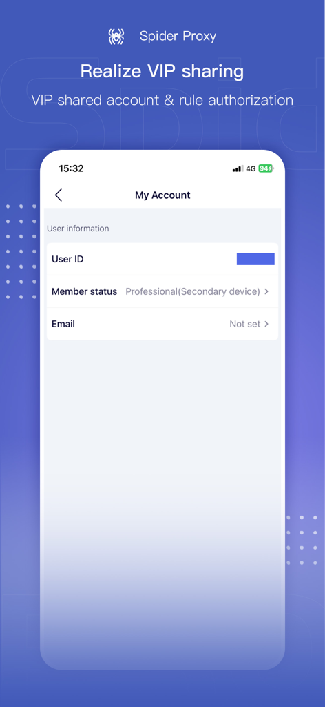 Spider Proxy - HTTP(S) Catcher - VIP 공유 및 멤버십 상태를 보여주는 Spider Proxy 계정 페이지