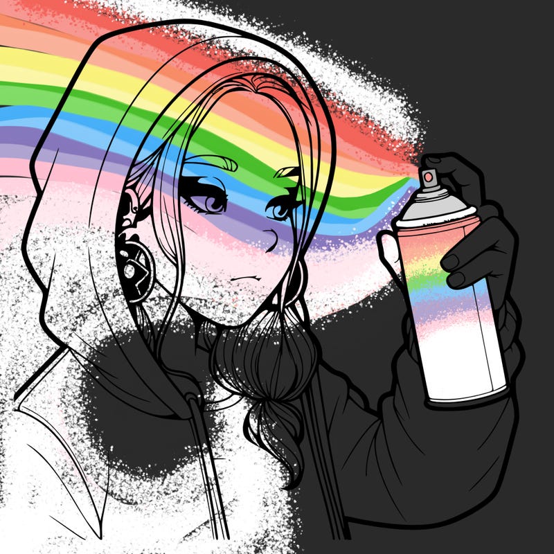 a realistic girl, spray painting