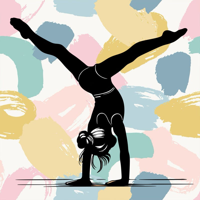 realistic gymnastic hand stand girl in four splits