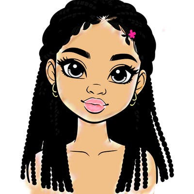 a realistic black girl with braids