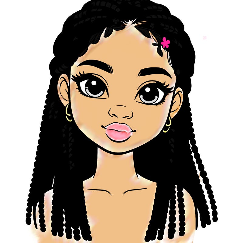 a realistic black girl with braids